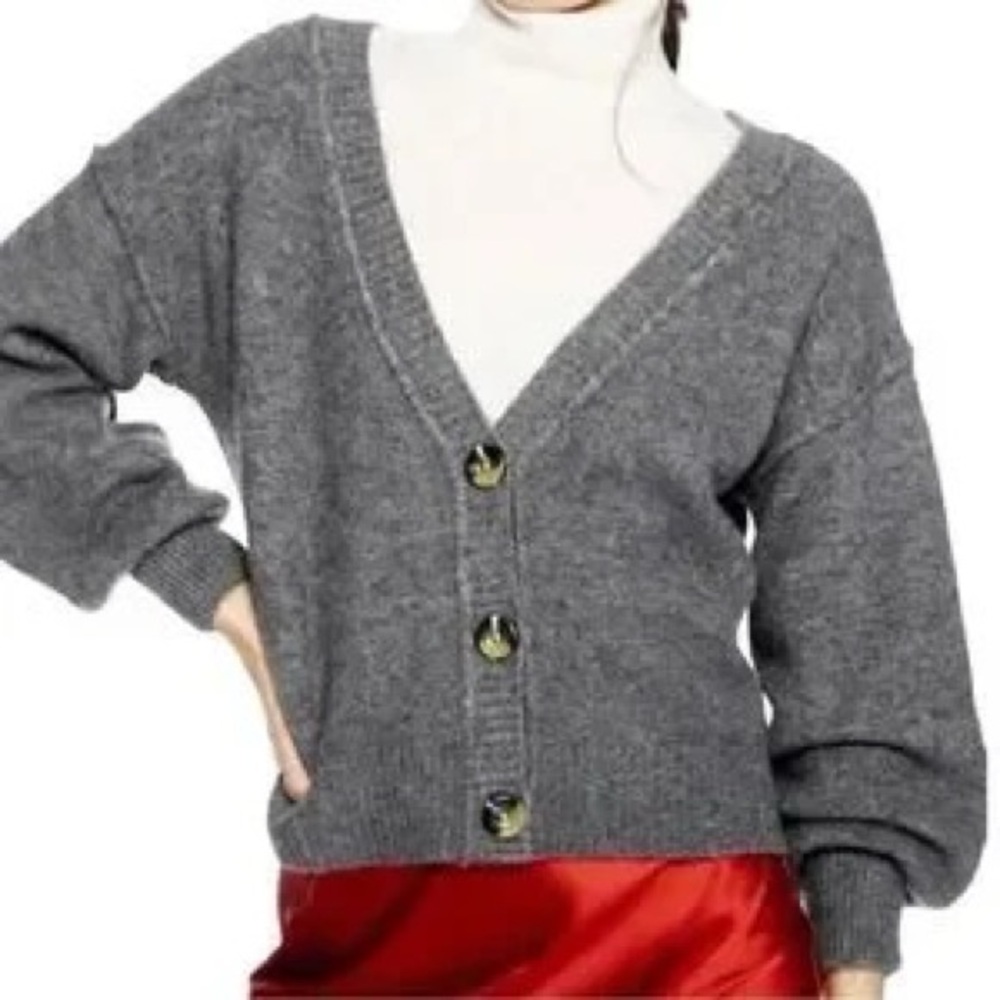 Topshop Beige V-Neck Cardigan Sweater